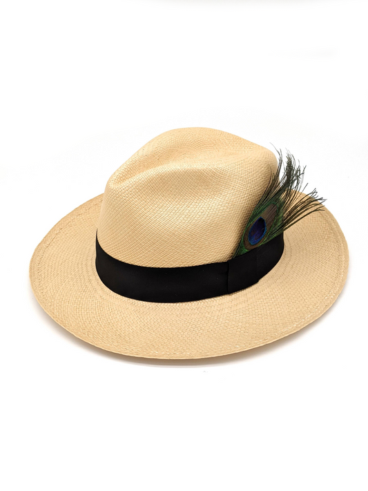 Natural Panama with Peacock Feather