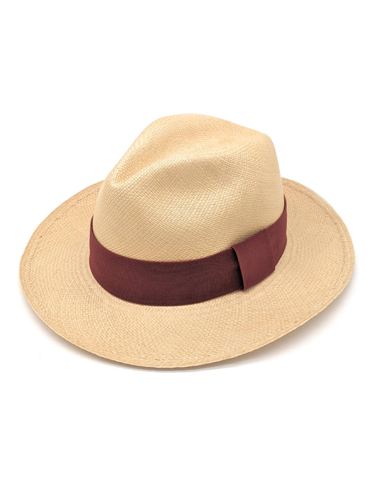 Natural Panama with Burgundy Band