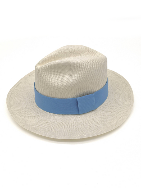 White Panama with Sky Blue Band