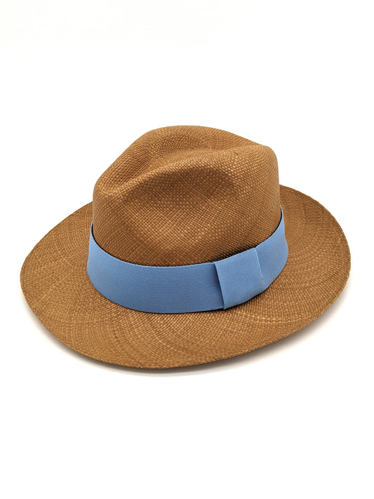 Brown Panama with Sky Blue Band