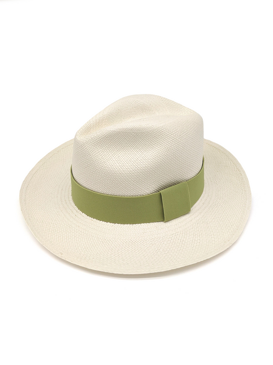 White Panama with Pistachio Green Band