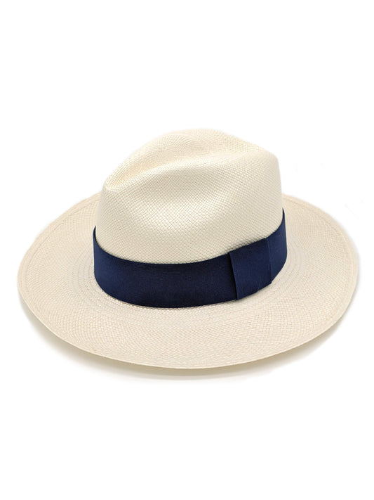 White Panama with Navy Band