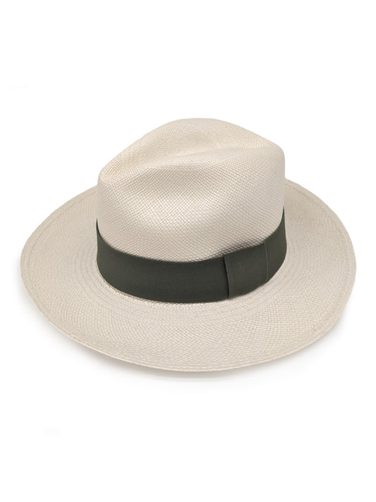 White Panama with Olive Band