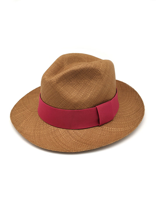 Brown Panama with Magenta Pink Band