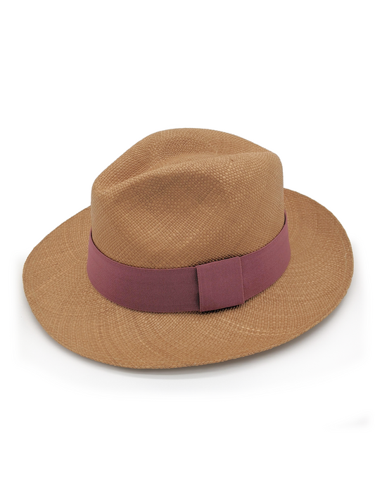 Brown Panama with Mauve Band