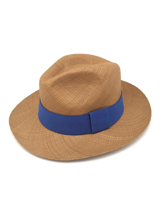 Brown Panama with Cobalt Blue Band