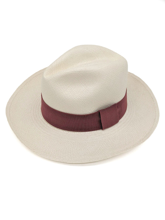 White Panama with Burgundy Band