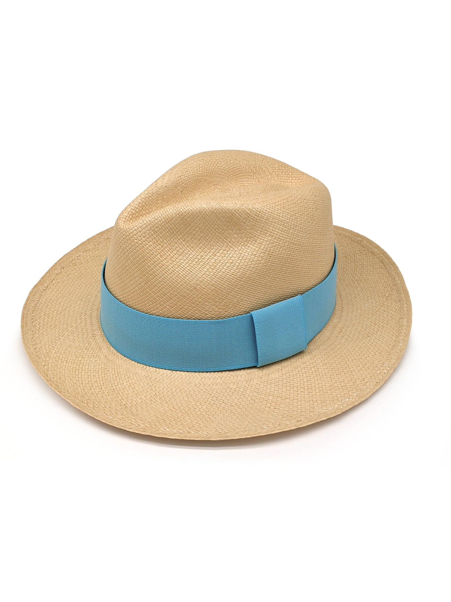Natural Panama with Light Blue Band