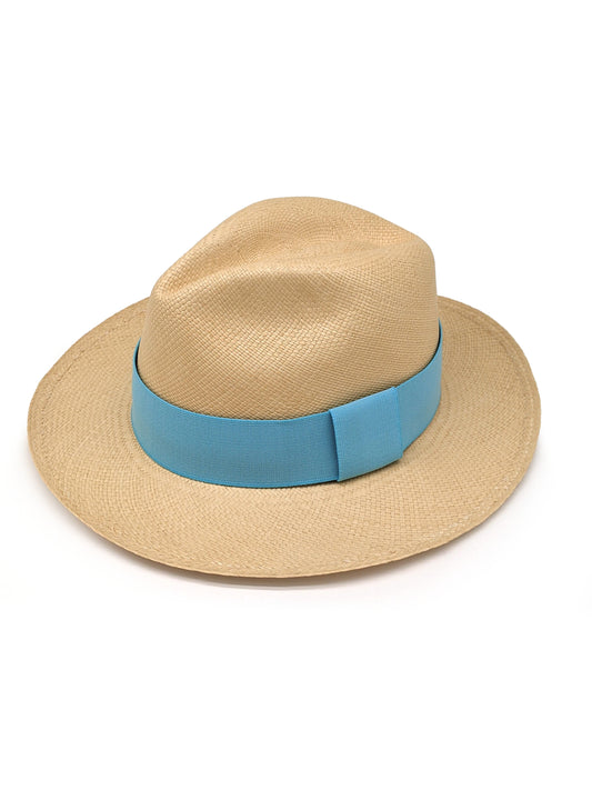 Natural Panama with Light Blue Band