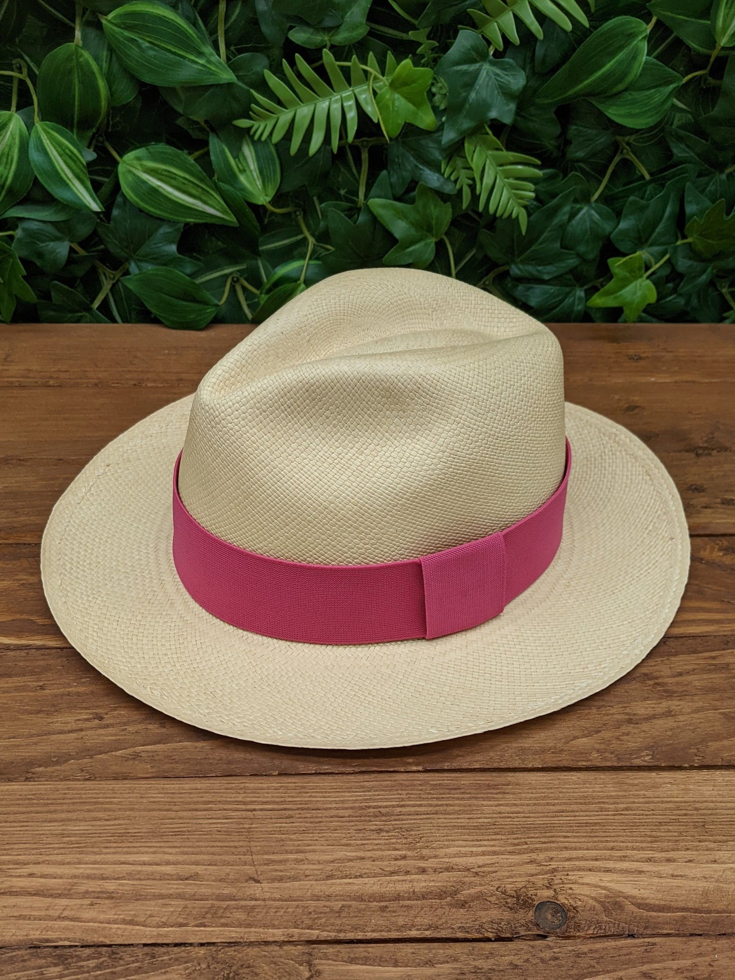 Natural Panama with Magenta Pink Band