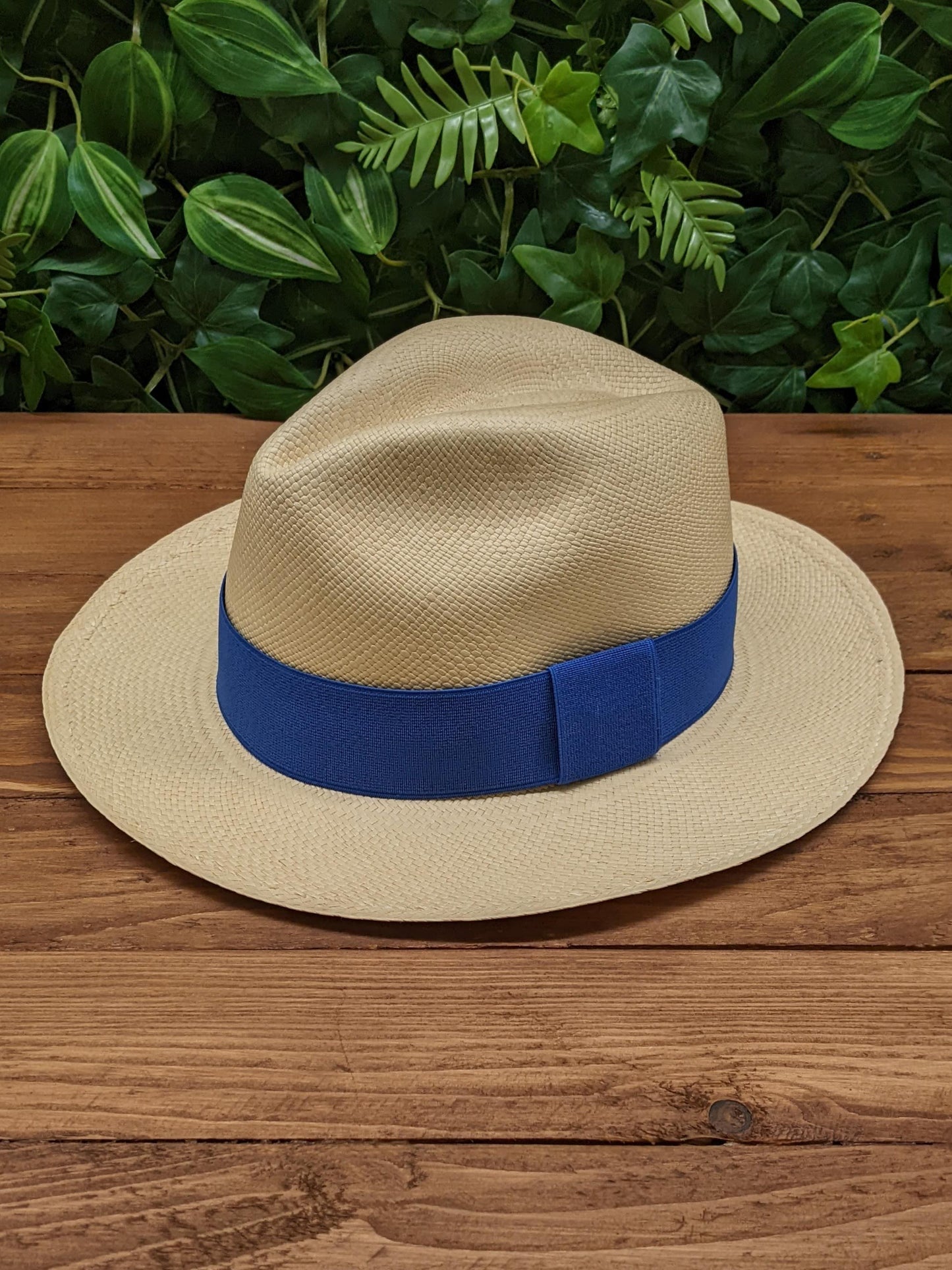 Natural Panama with Cobalt Blue Band