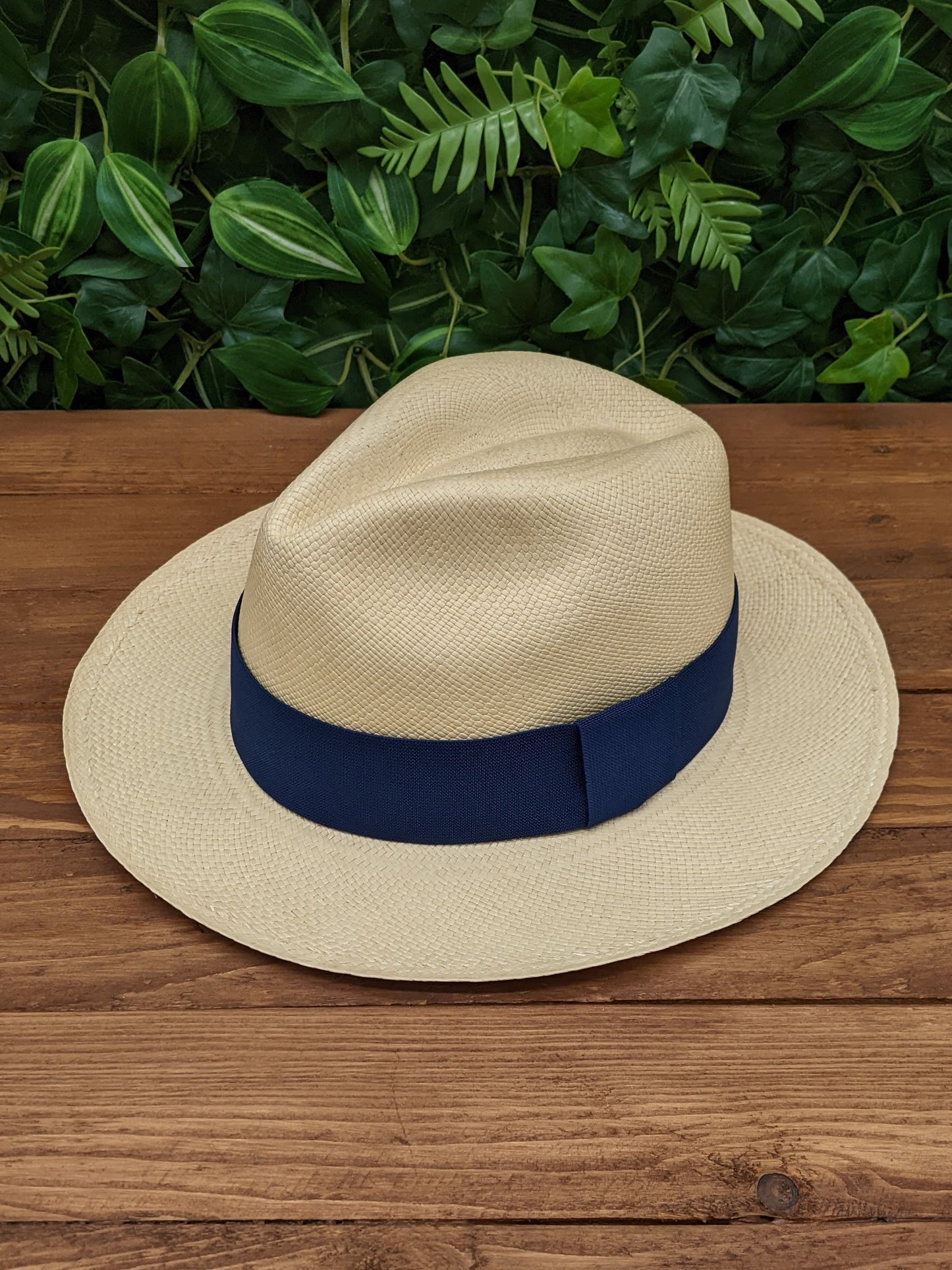 Natural Panama with Navy Band