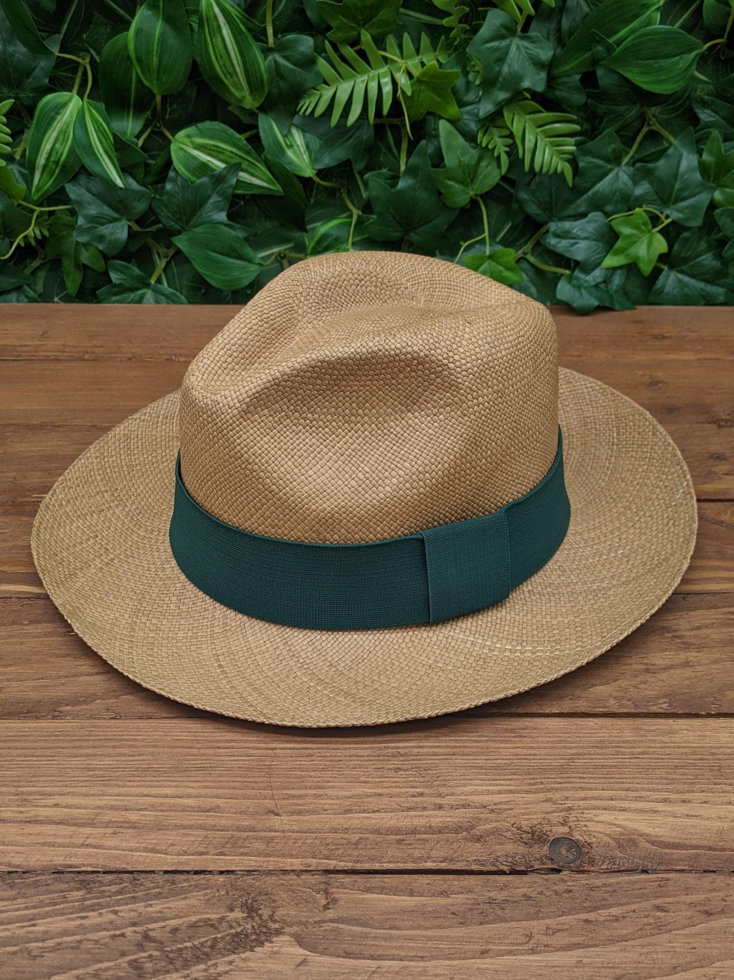 Brown Panama with Forest Green Band