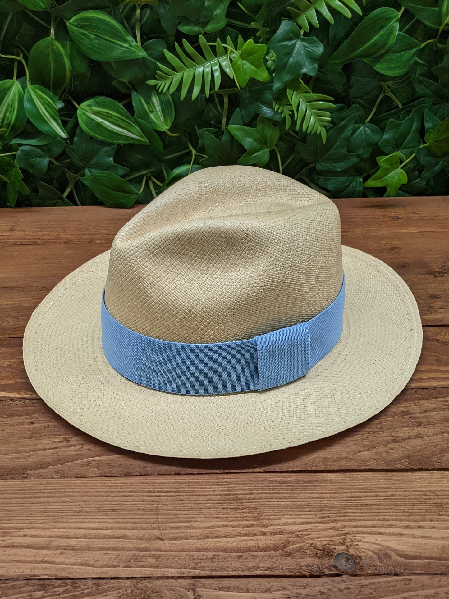 Natural Panama with Sky Blue Band