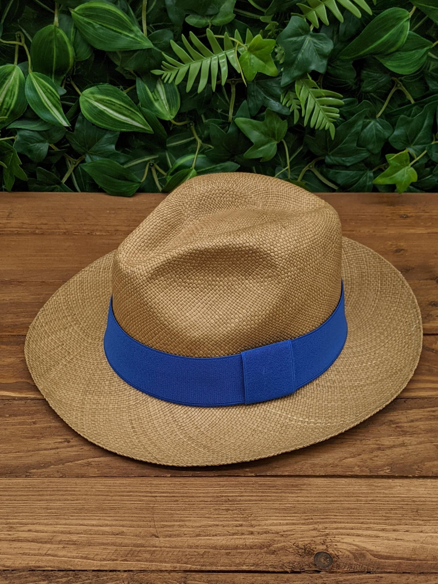 Brown Panama with Cobalt Blue Band
