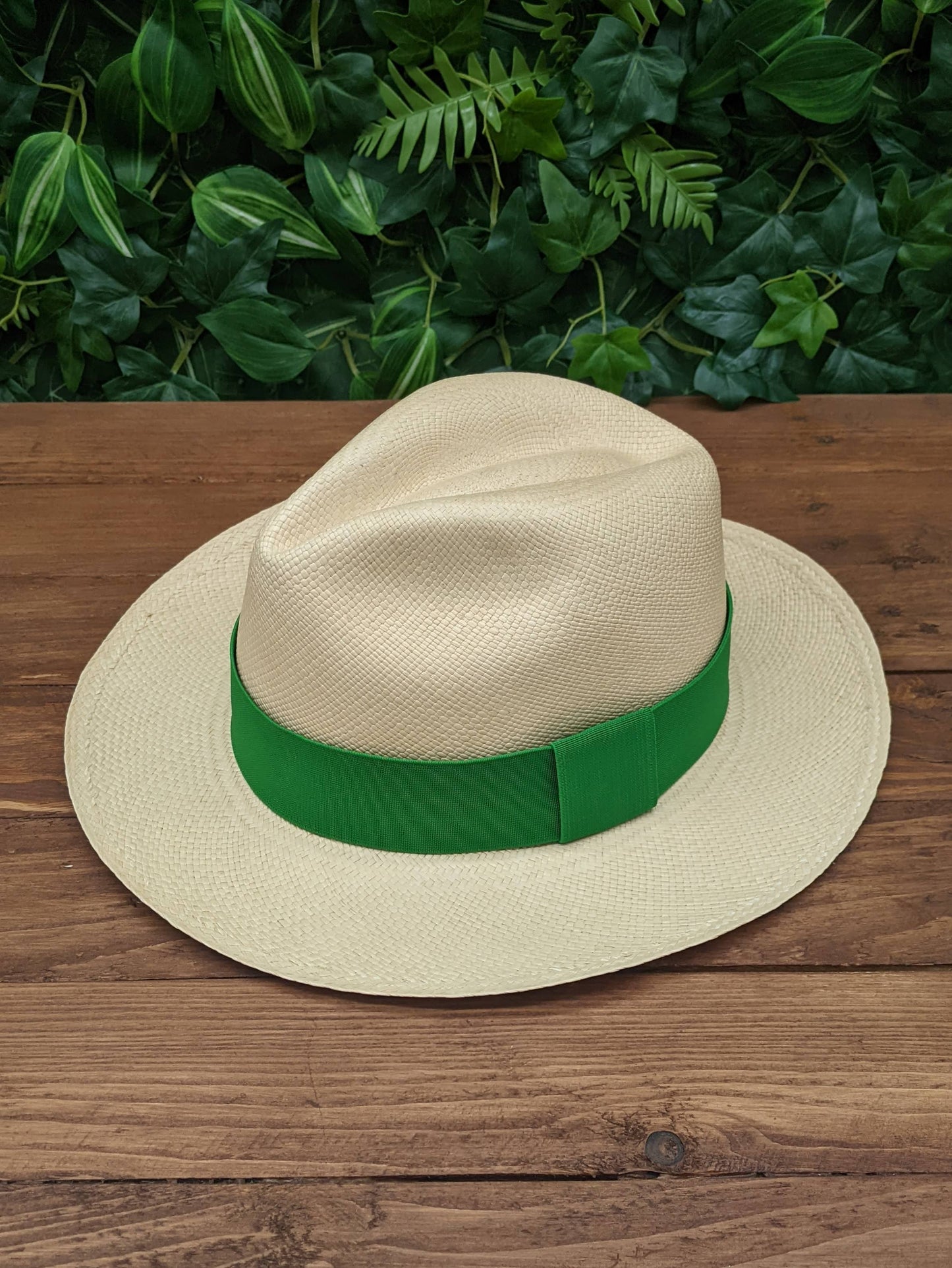 Natural Panama with Green Band
