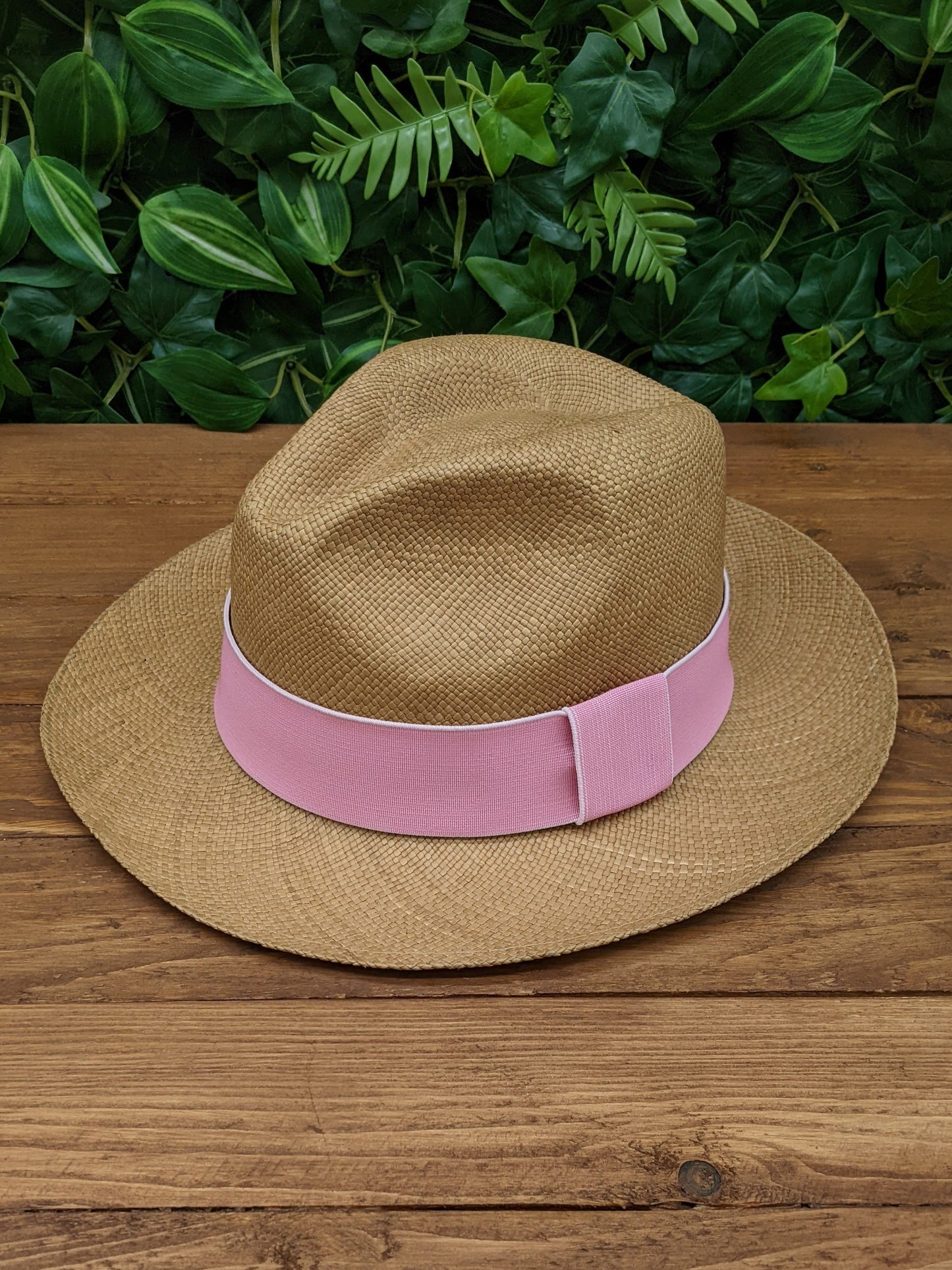 Brown Panama with Light Pink Band