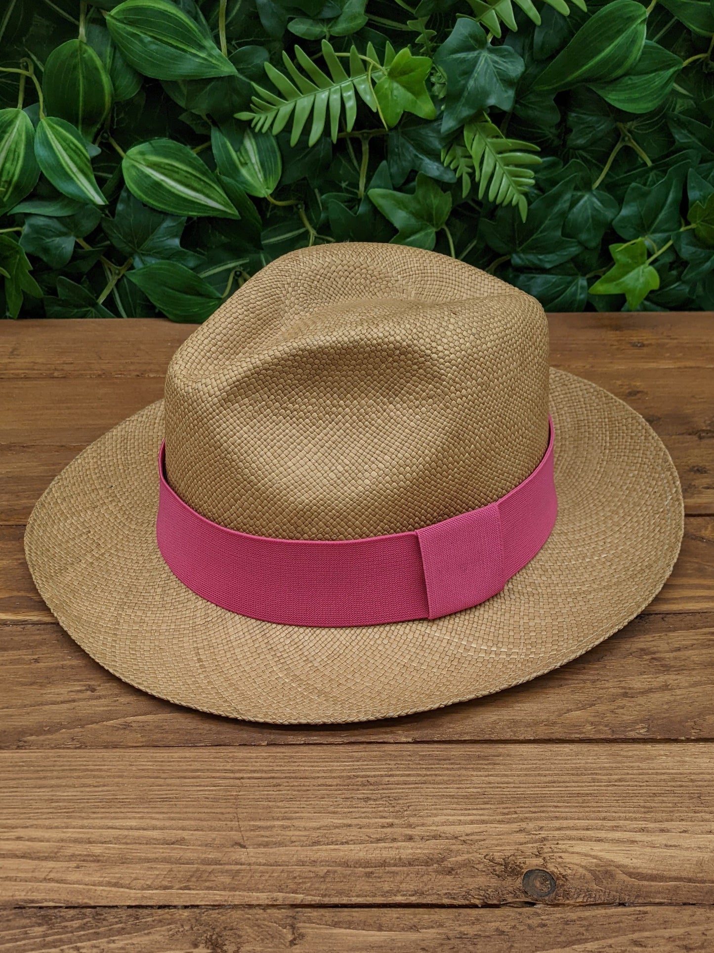 Brown Panama with Magenta Pink Band