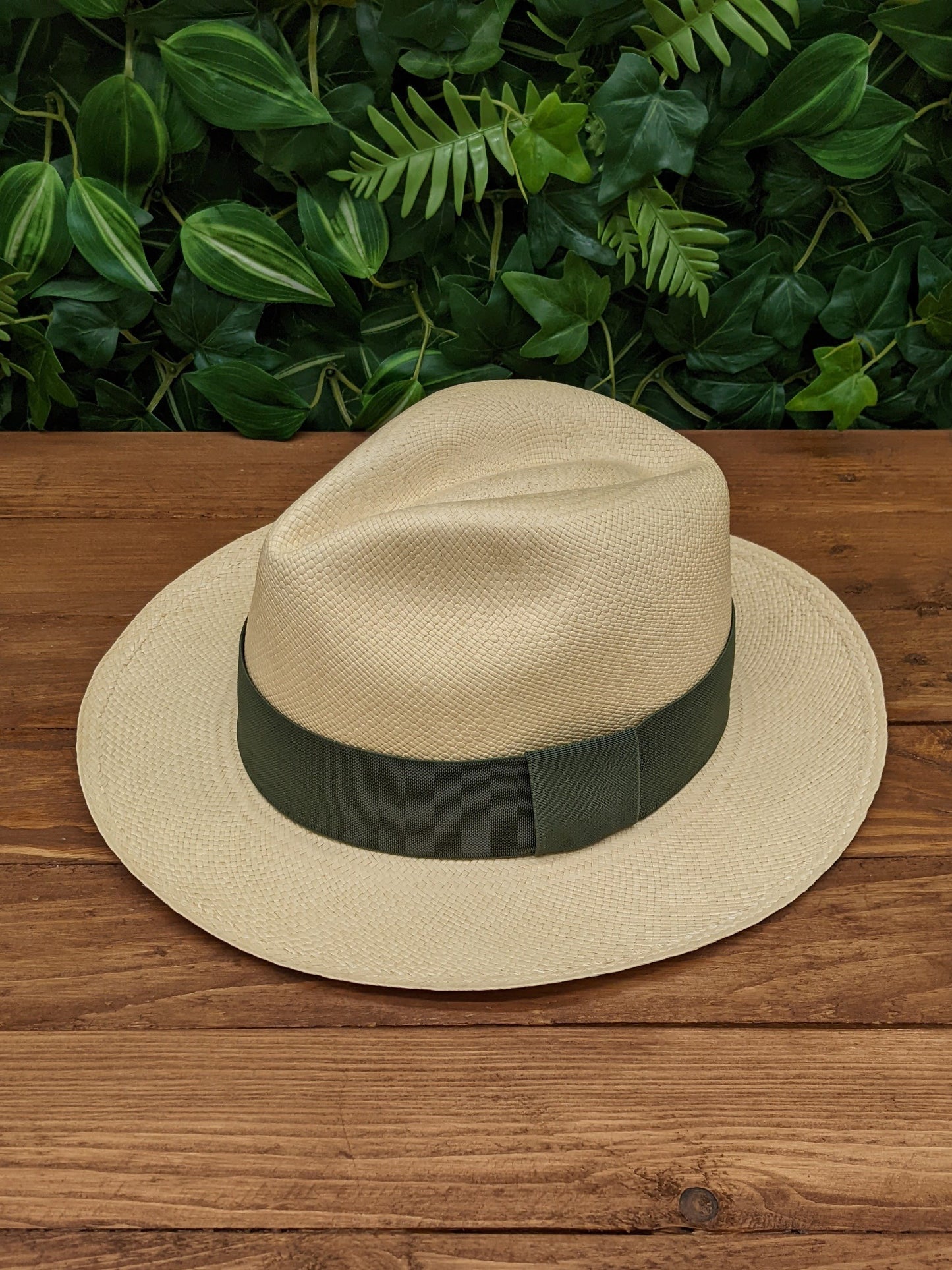 Natural Panama with Olive Band