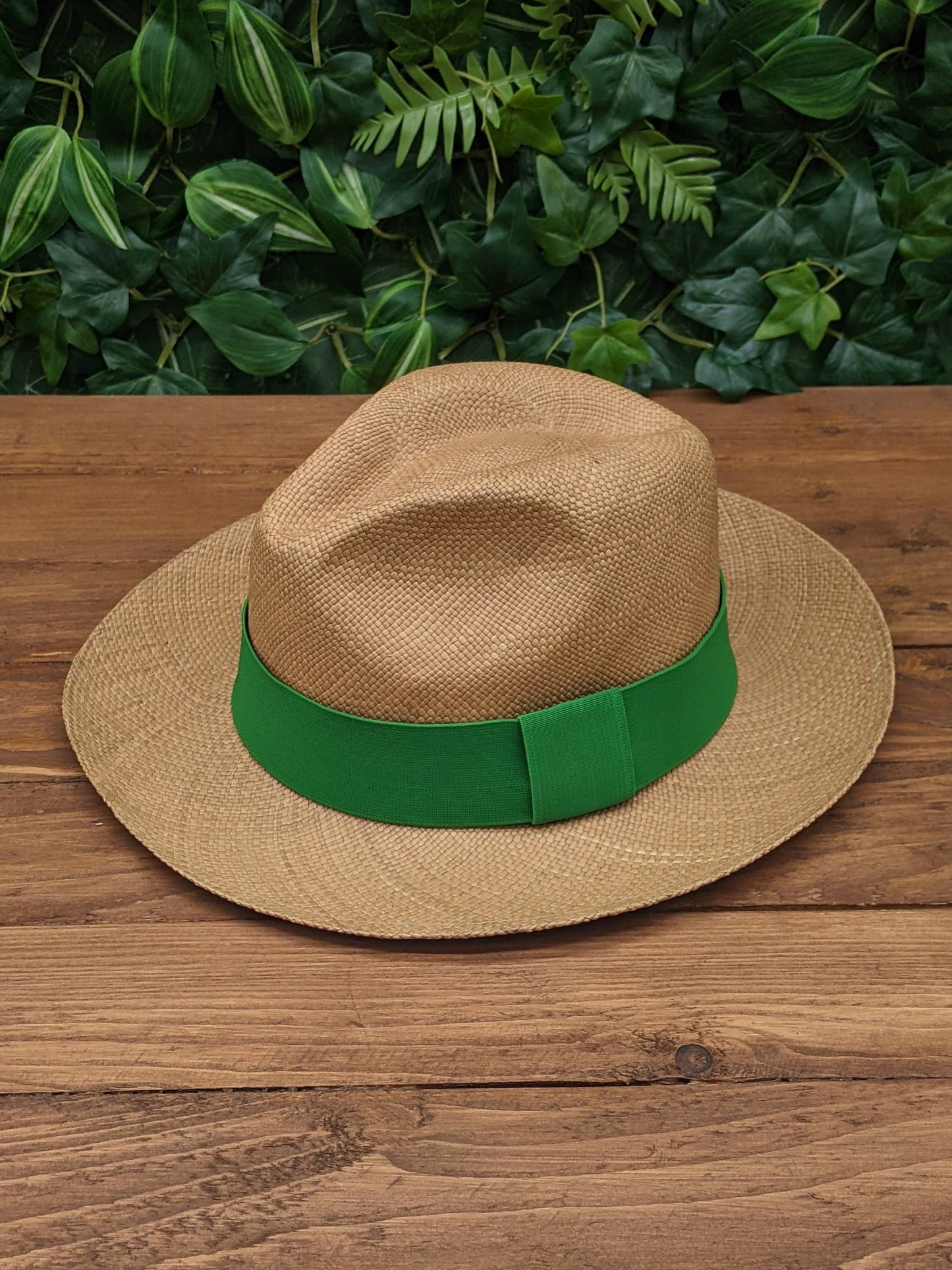 Brown Panama with Green Band
