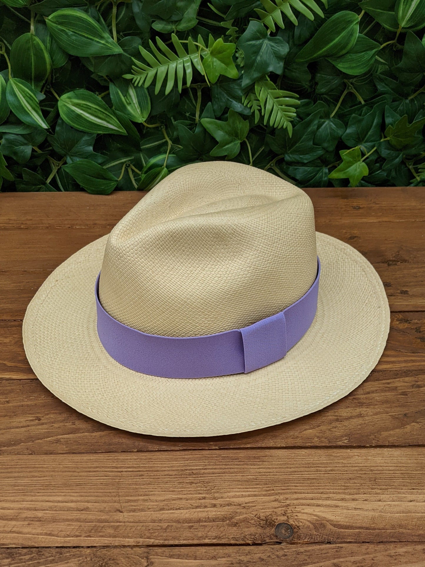 Natural Panama with Lilac Band