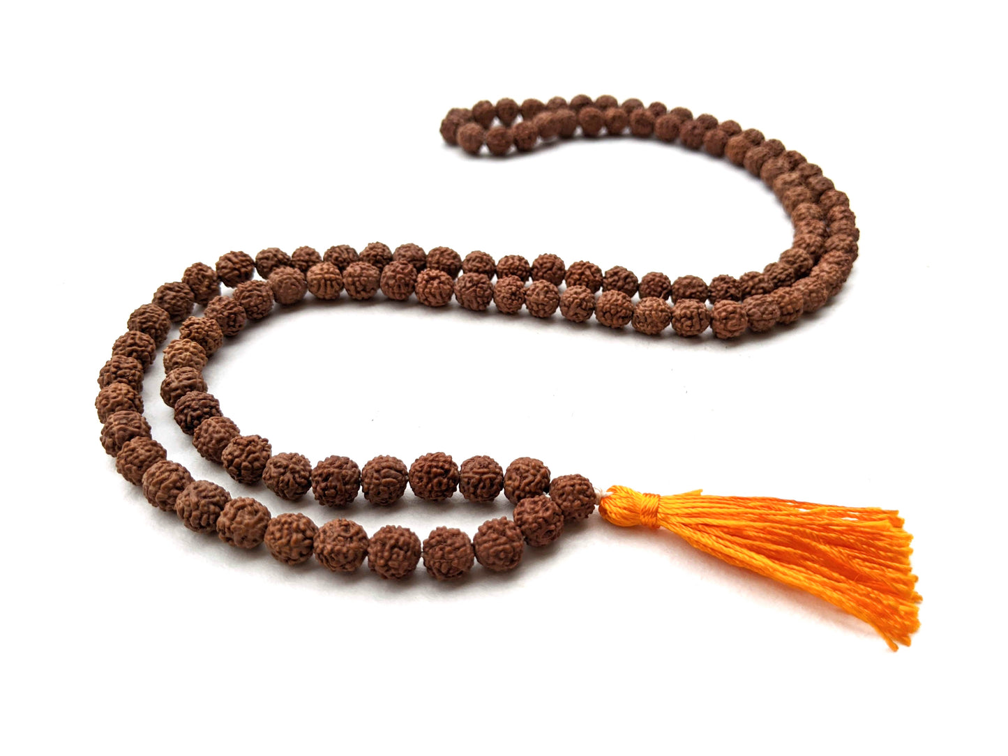 Rudraksha Mala Prayer Beads - Yellow Tassel