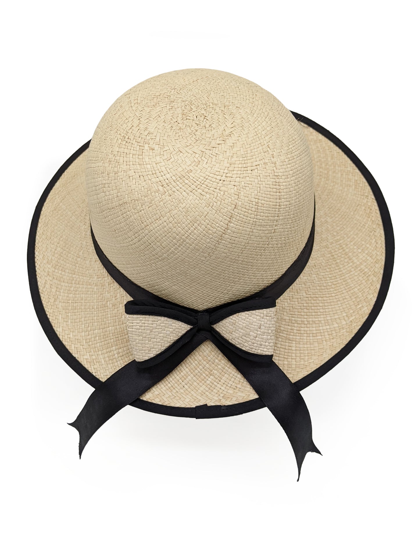 Ladies Panama Hat with Black Bow