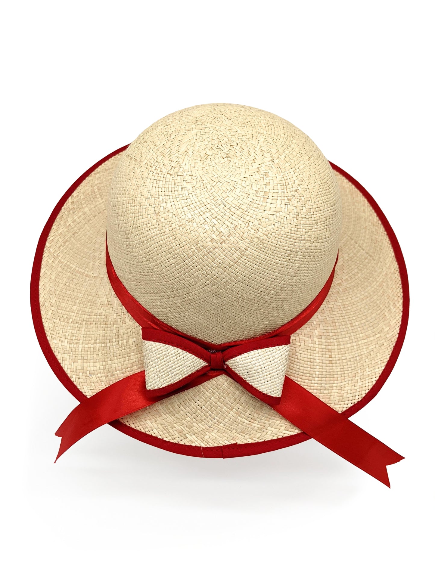 Ladies Panama Hat with Red Bow
