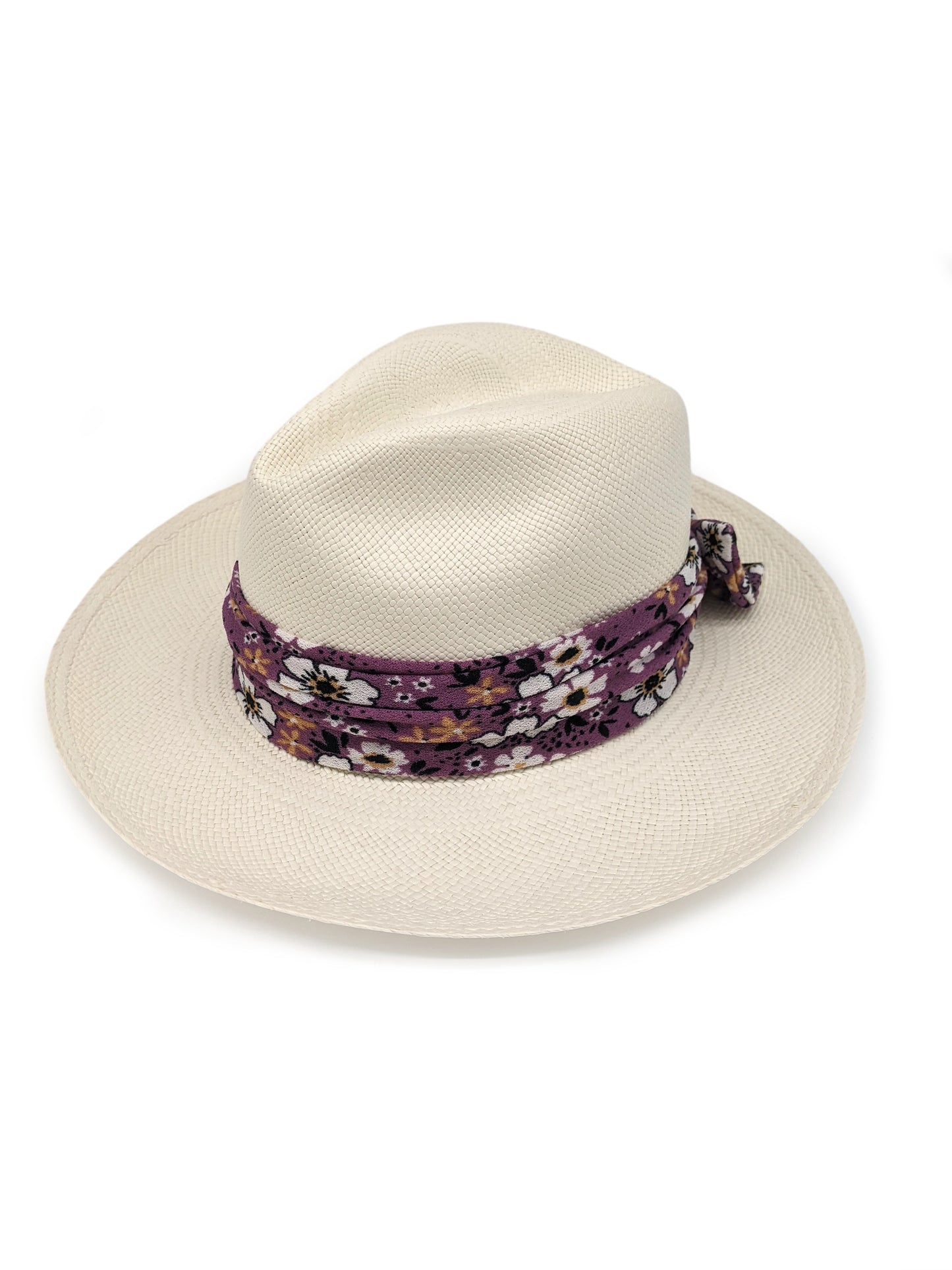 White Panama with Purple Bow Band