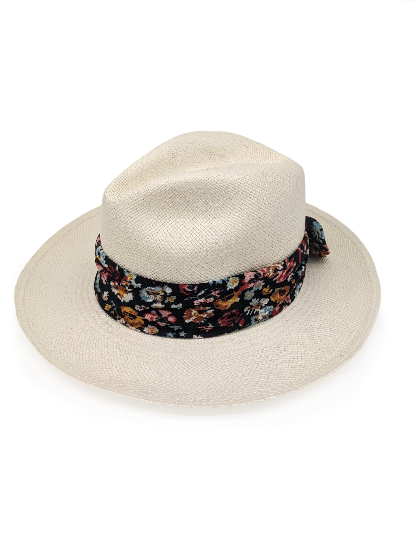 White Panama with Black Bow Band