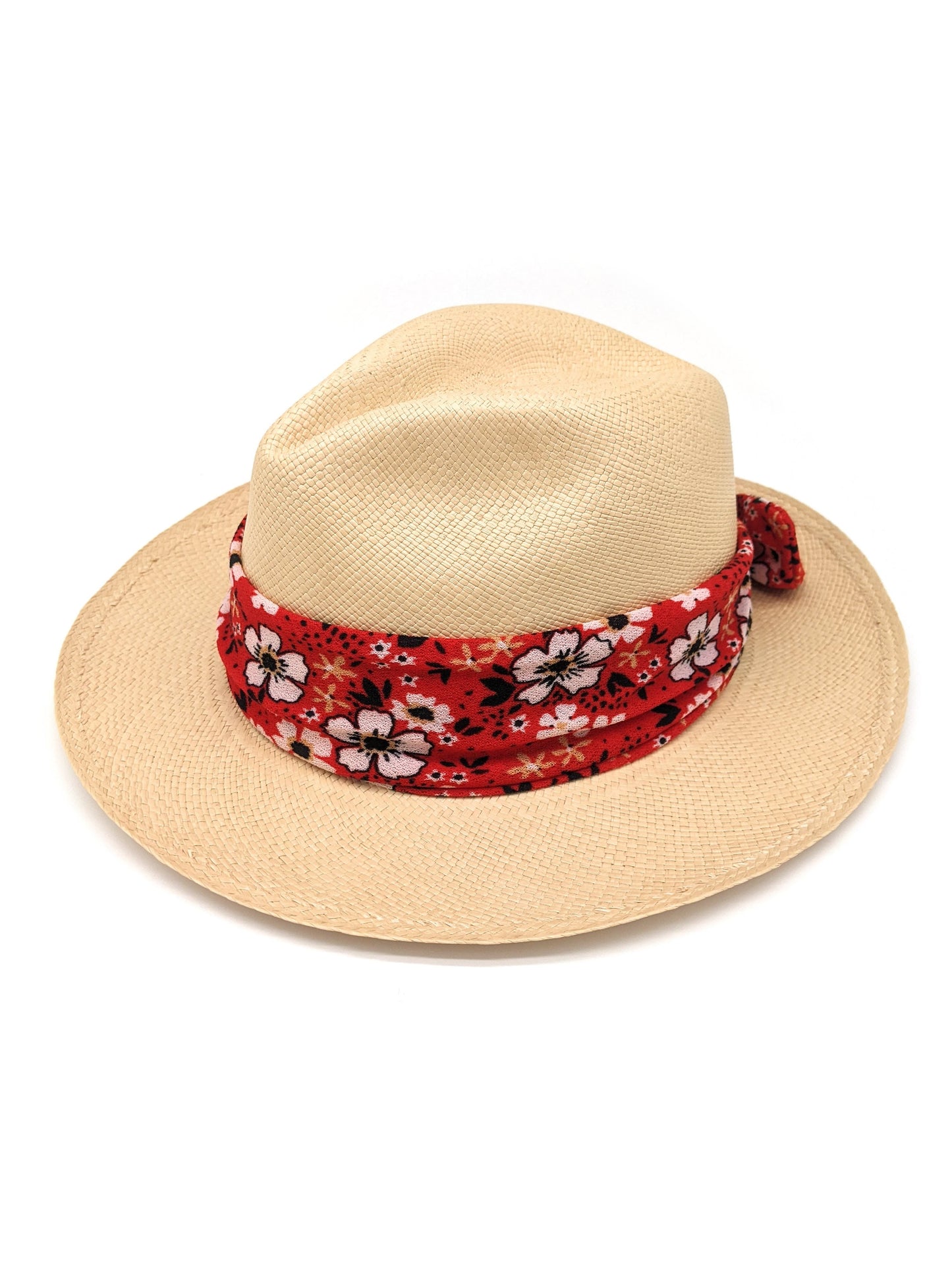 Natural Panama with Red Bow Band