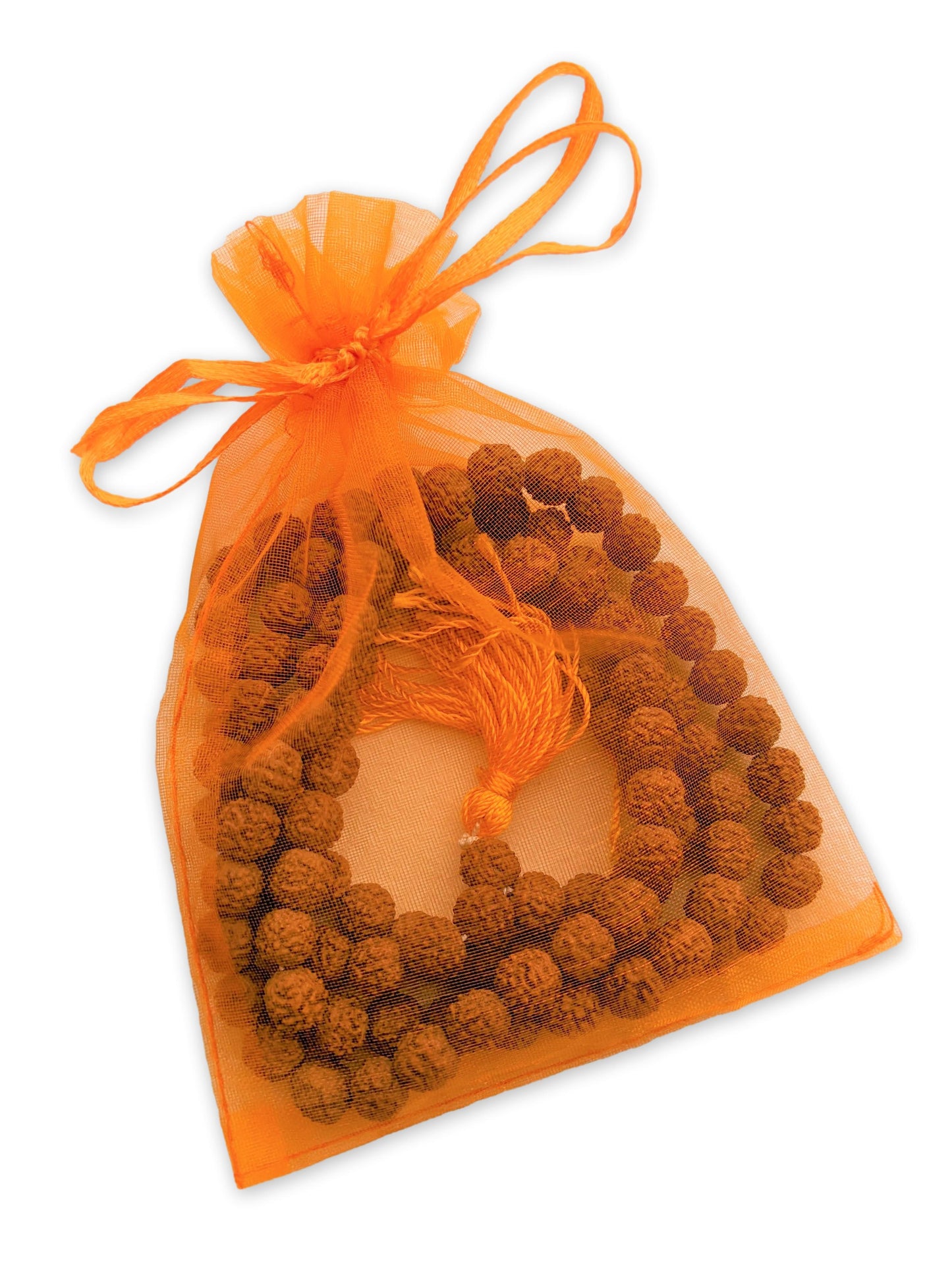 Rudraksha Mala Prayer Beads - Yellow Tassel
