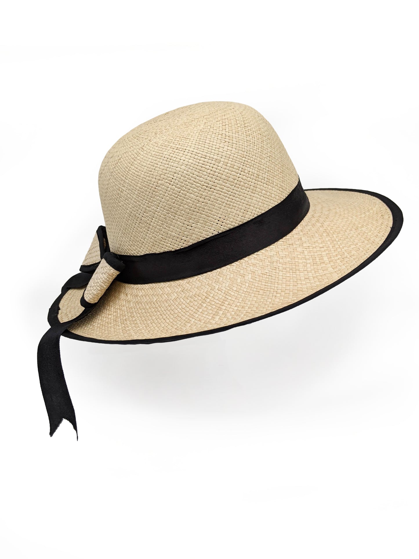 Ladies Panama Hat with Black Bow