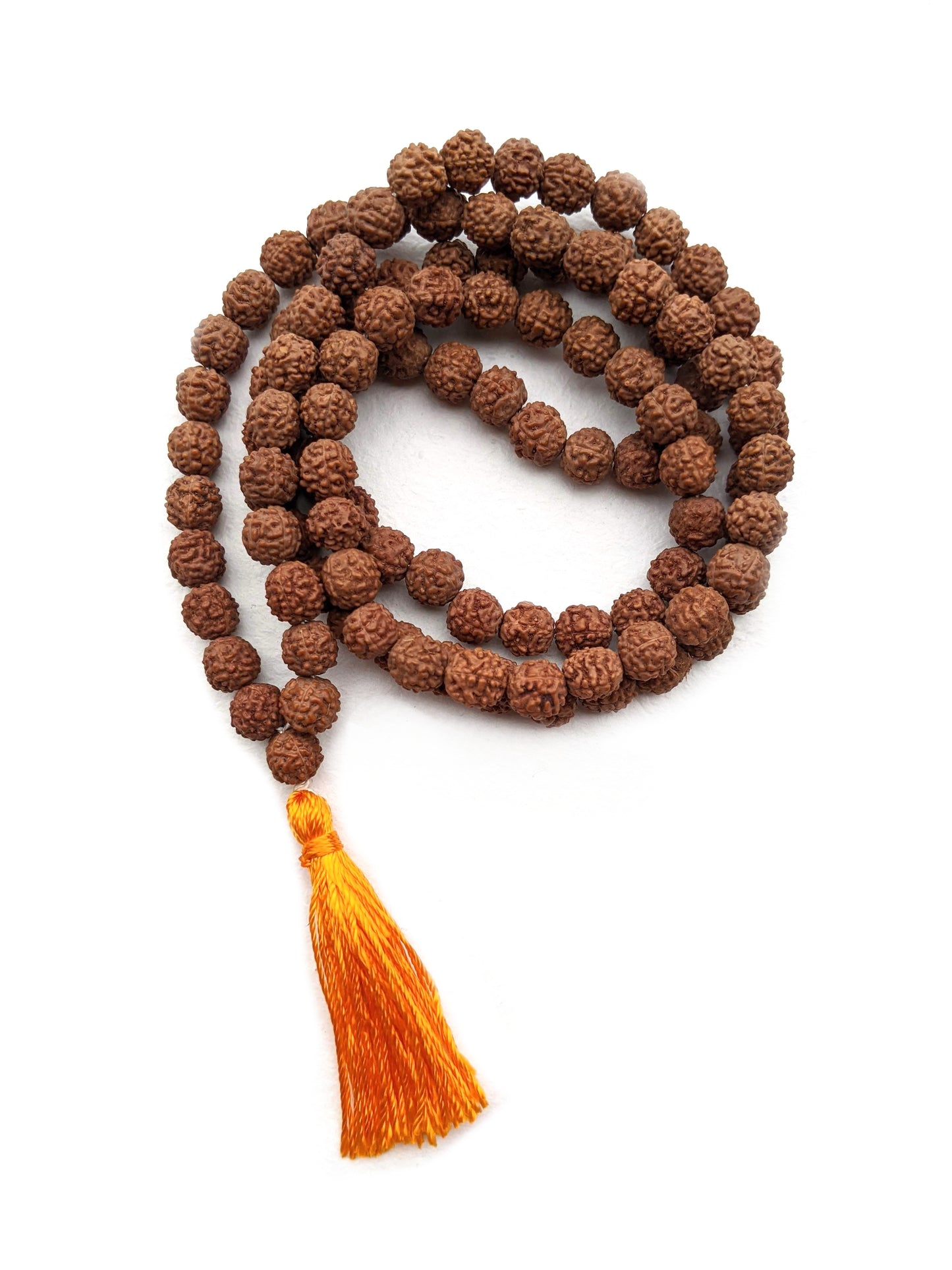 Rudraksha Mala Prayer Beads - Yellow Tassel