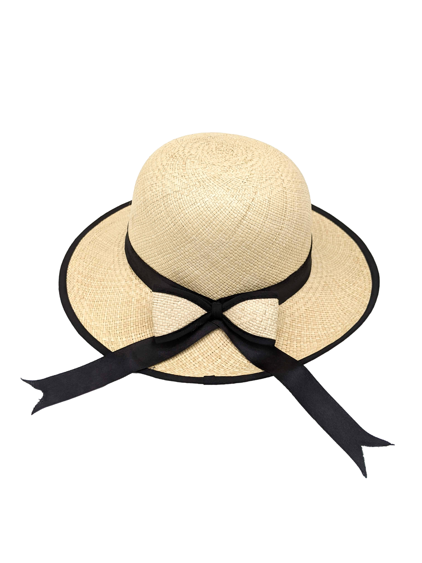 Ladies Panama Hat with Black Bow