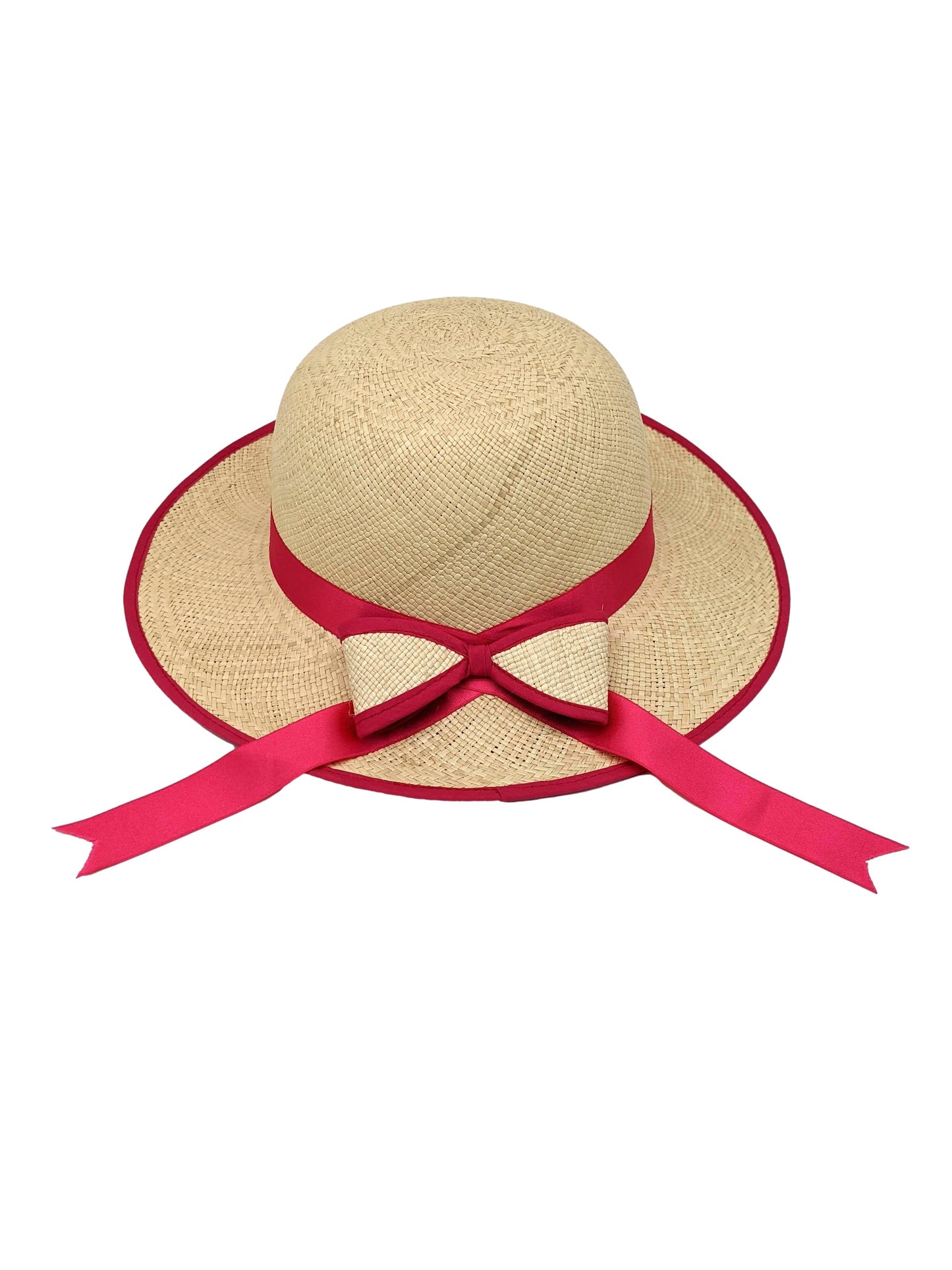 Ladies Panama Hat with Pink Bow