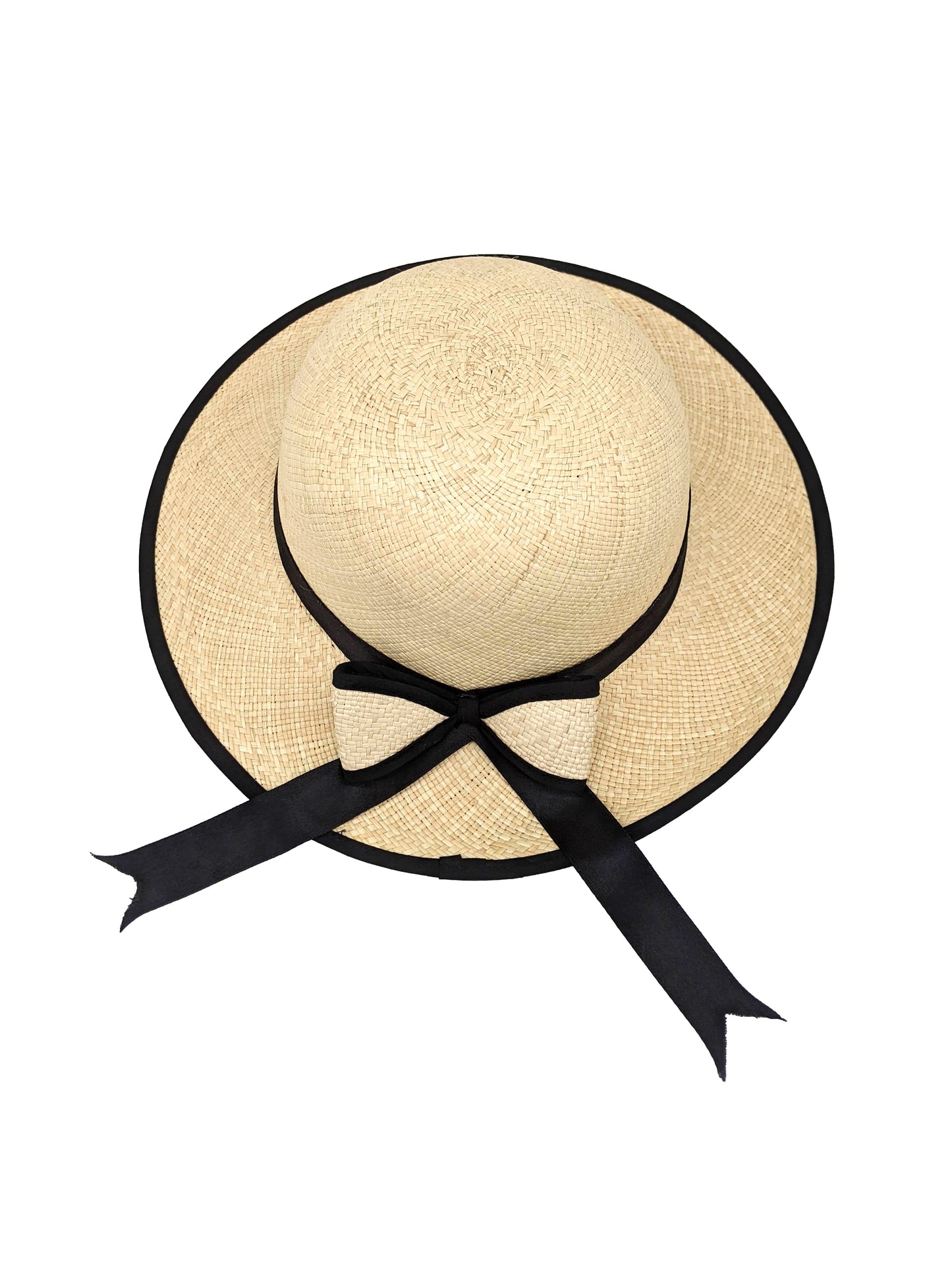 Ladies Panama Hat with Black Bow