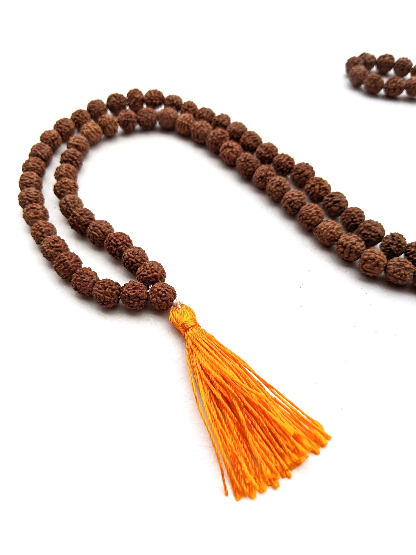 Rudraksha Mala Prayer Beads - Yellow Tassel