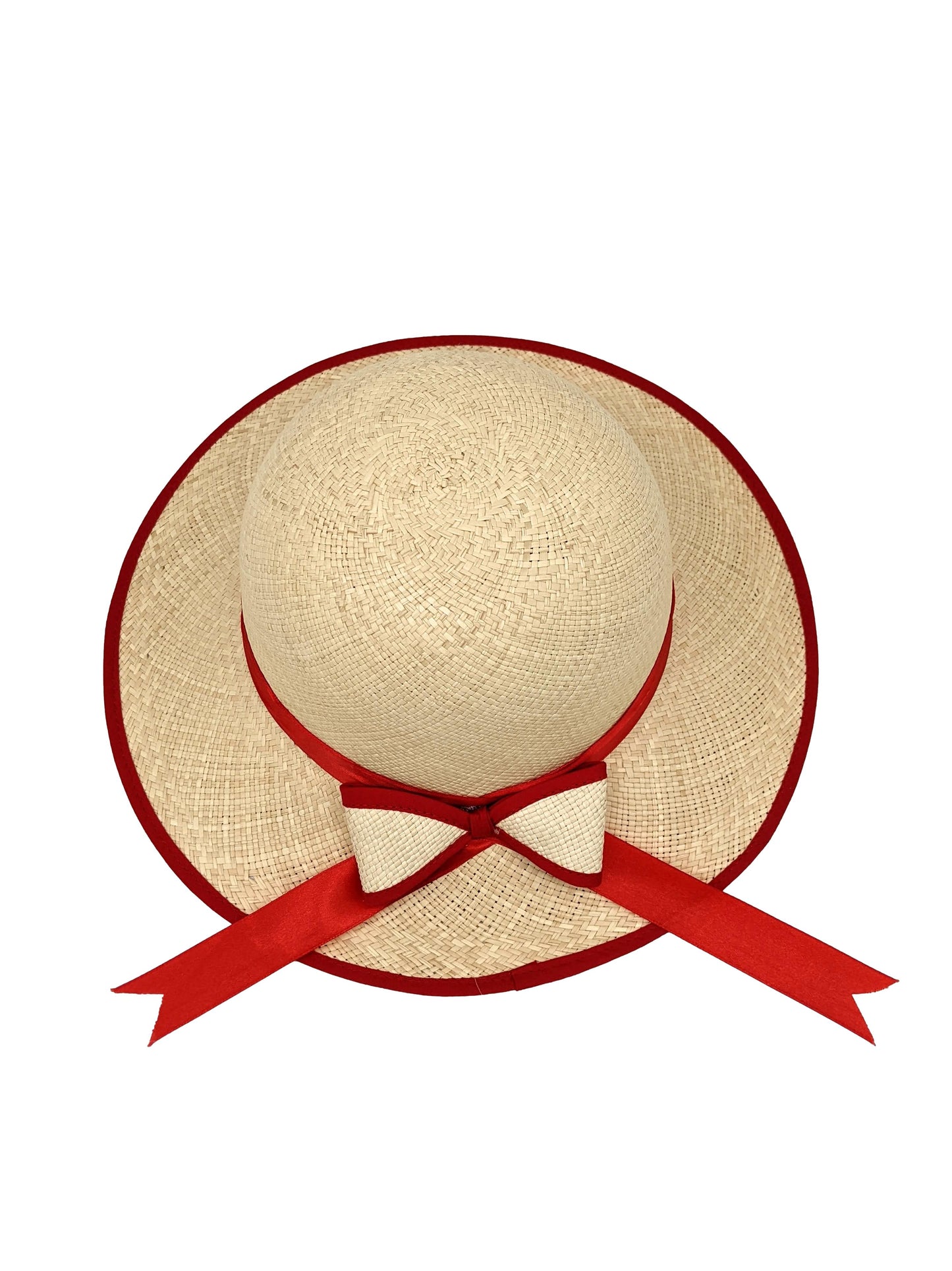 Ladies Panama Hat with Red Bow