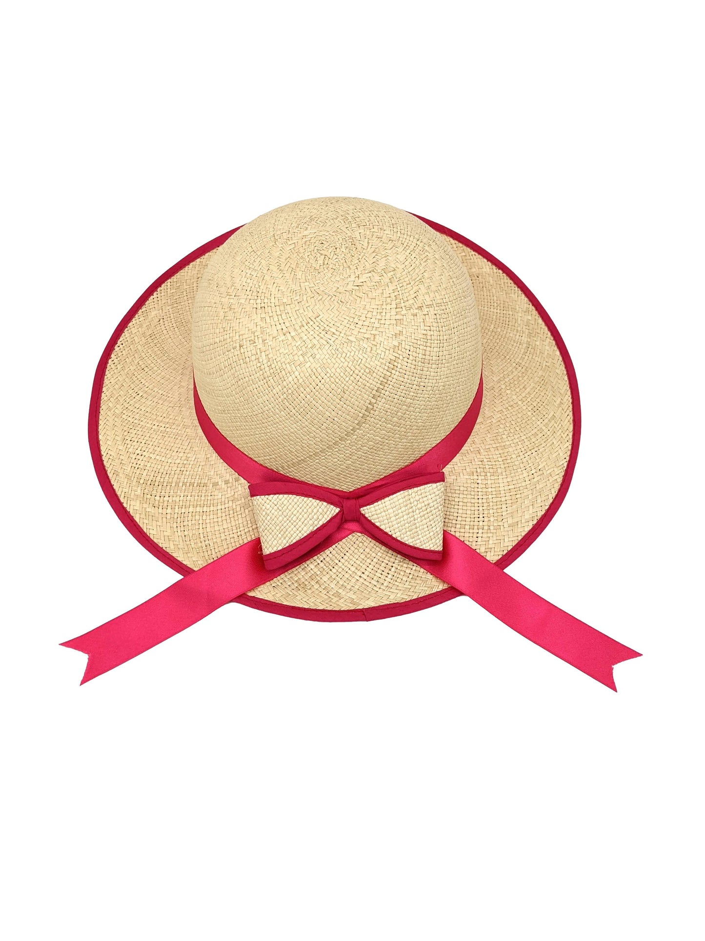 Ladies Panama Hat with Pink Bow