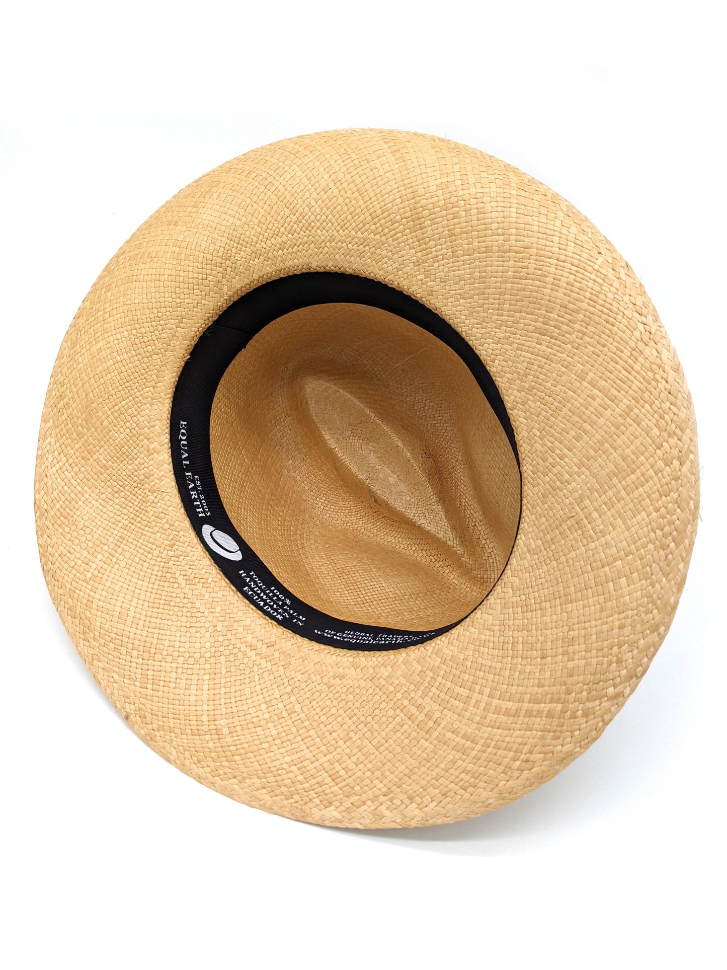 Natural Panama Hat ~ Grey Pinched Band 55cm