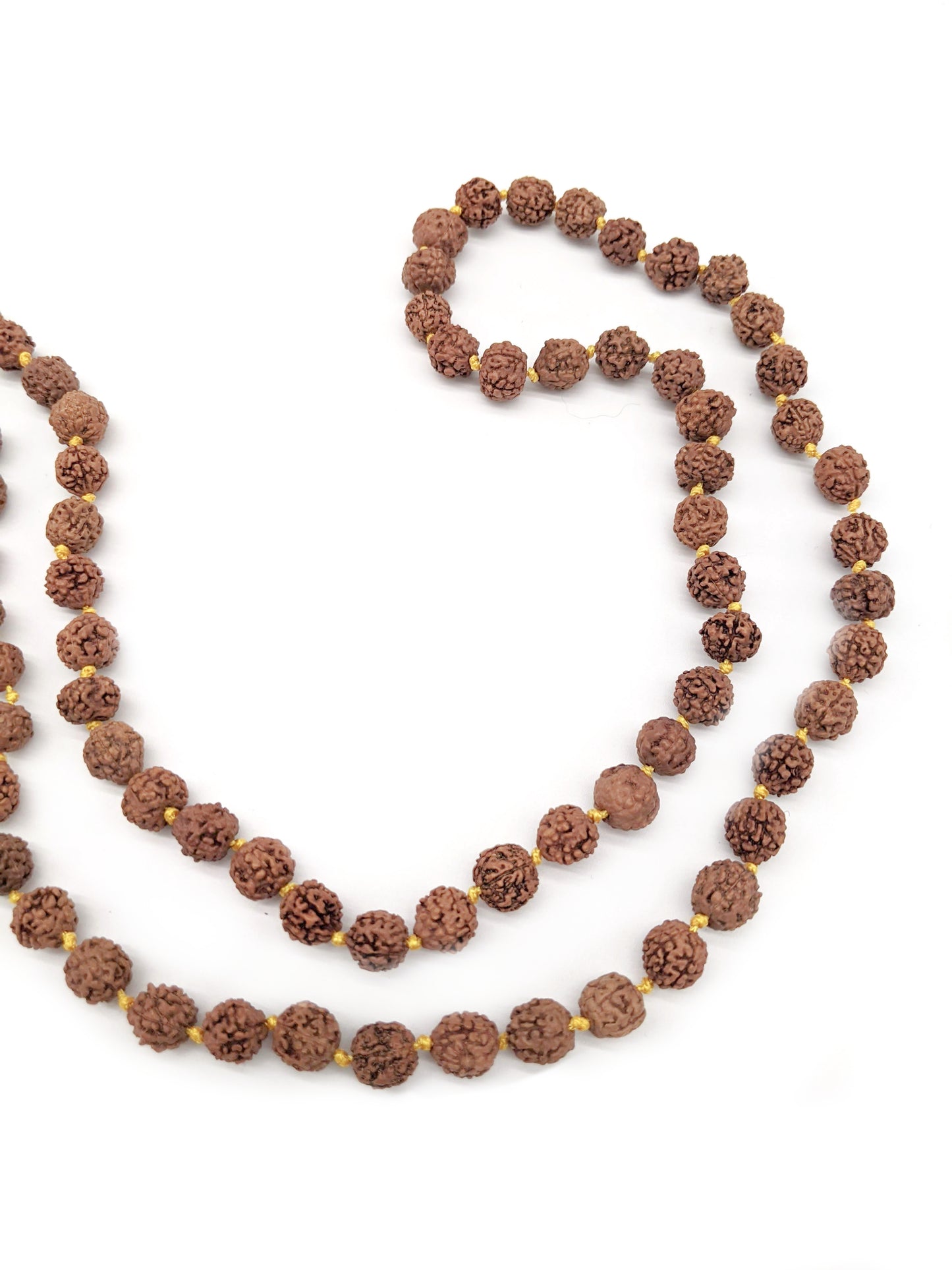 Rudraksha Knotted Mala Prayer Beads - Yellow Cord Tassel