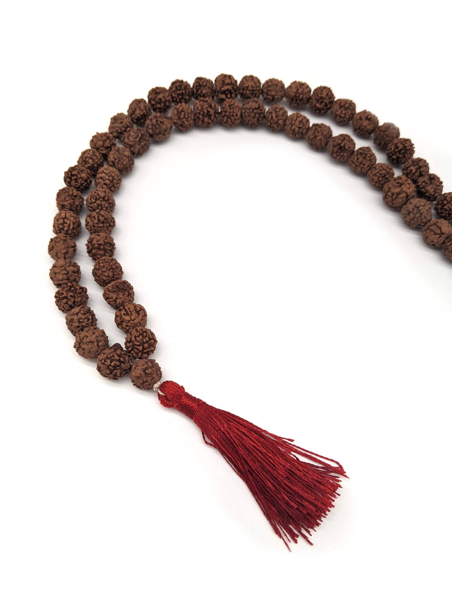 Rudraksha Mala Prayer Beads - Red Tassel