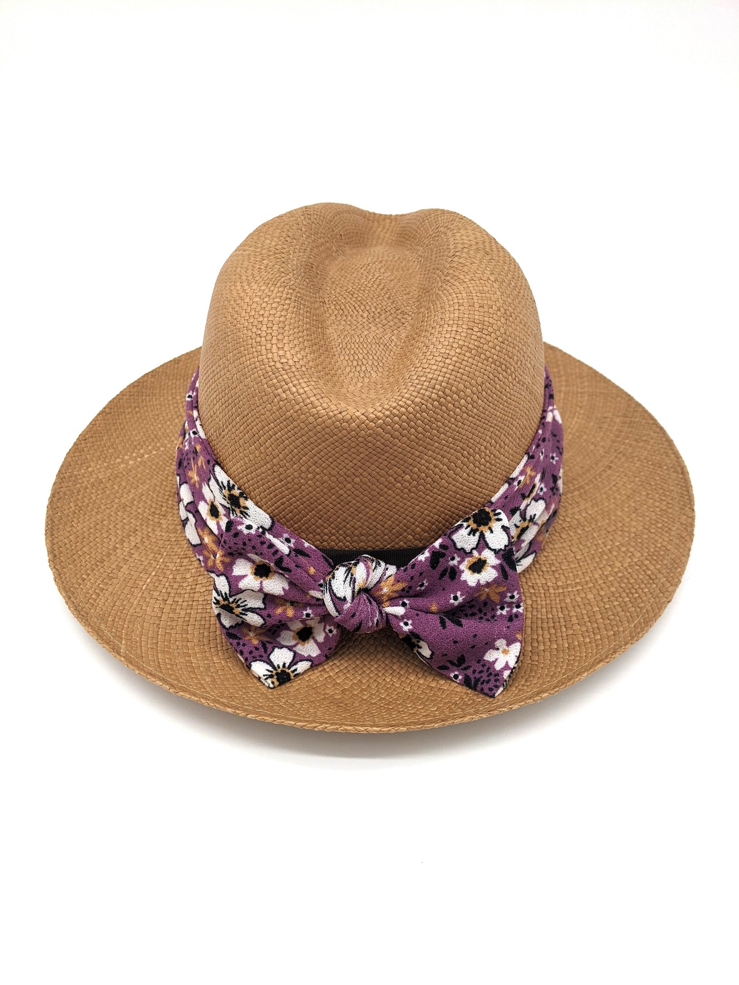 Brown Panama with Purple Bow Band