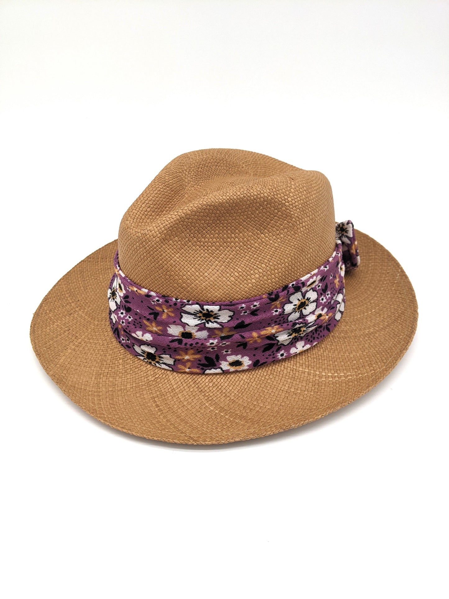 Brown Panama with Purple Bow Band