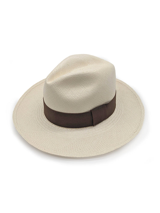 White Panama with Chocolate Brown Band