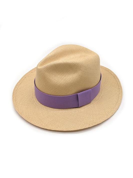 Natural Panama with Lilac Band