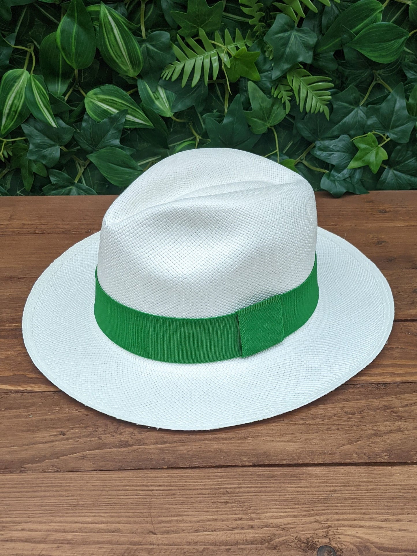 White Panama with Green Band
