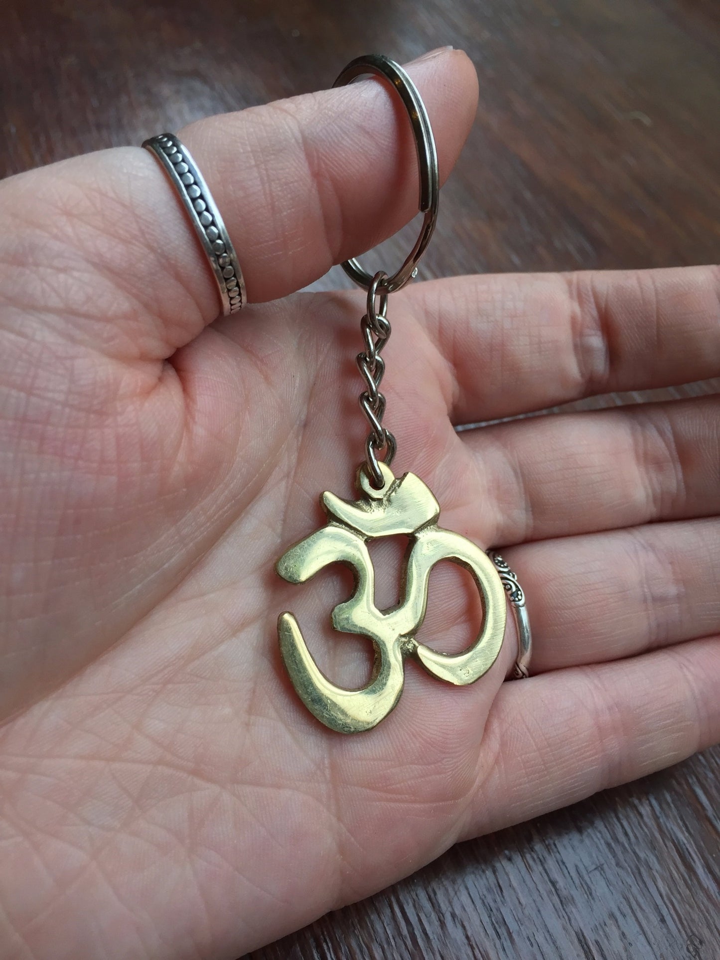 Brass Om Keyring