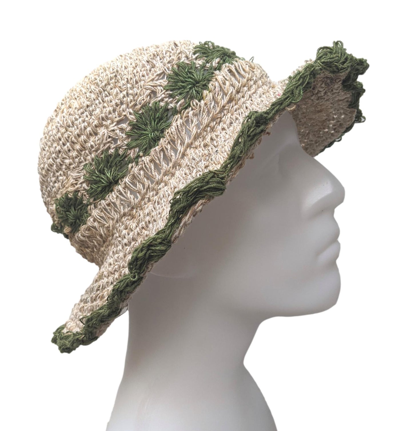 Hemp Bucket Hat - Green Trim